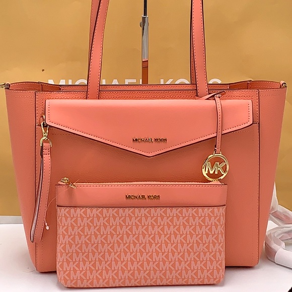 MICHAEL KORS 
Maisie Large Pebbled Leather 3-in-1 Tote Bag SHERBERT SIGN… - Picture 2 of 16